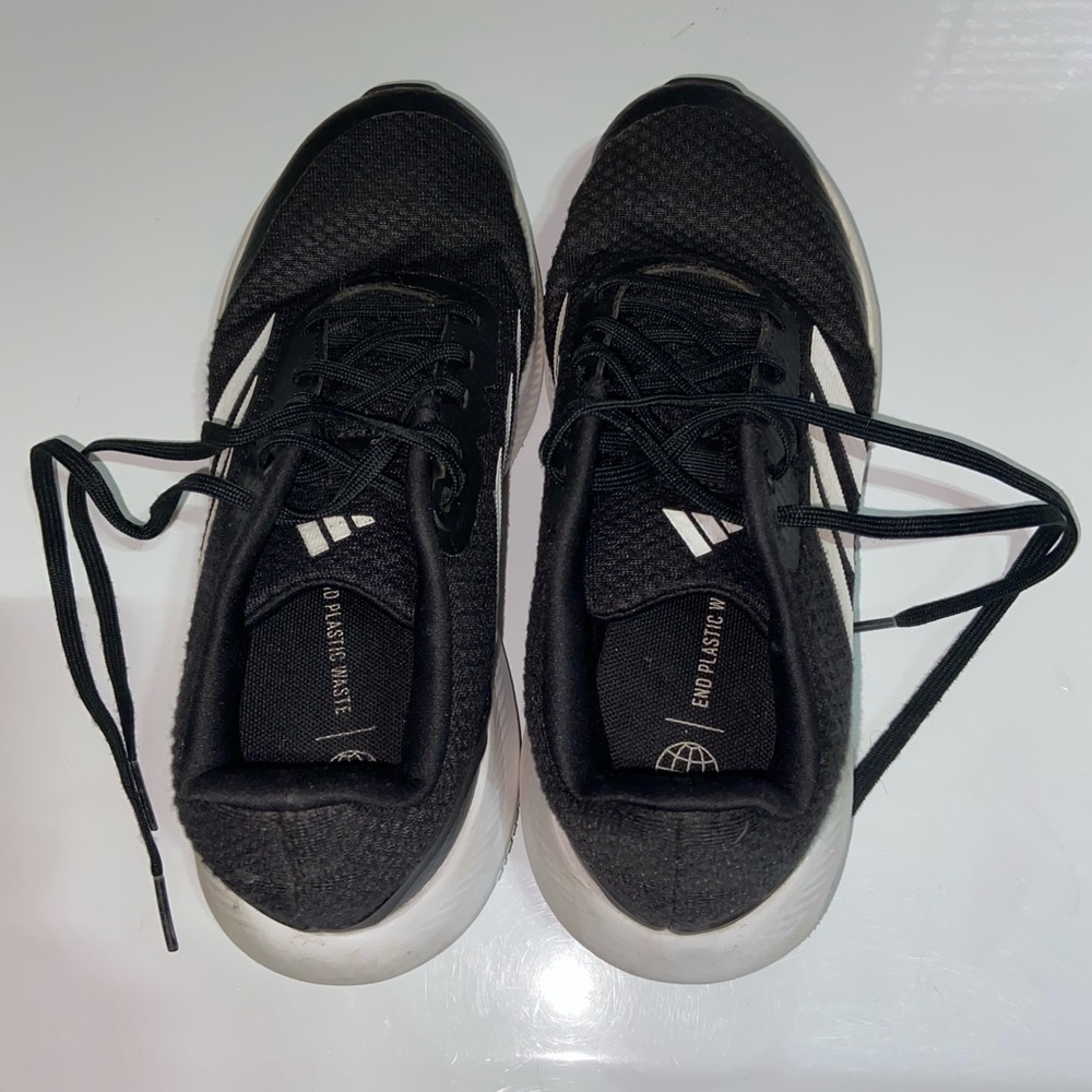 Black with White Stripes “Adidas” Shoes (US Size 4)